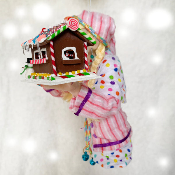 Christmas Elf decorating a gingerbread house - Hanging ornament - limited edition-Limited Edition-kenfolks