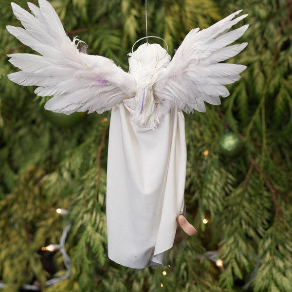 Treetop Angel with feather wings Handmade Christmas-Limited Edition-kenfolks