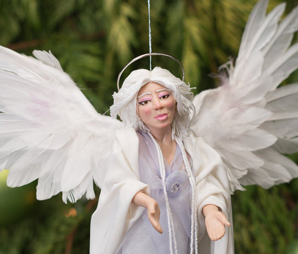 Treetop Angel with feather wings Handmade Christmas-Limited Edition-kenfolks