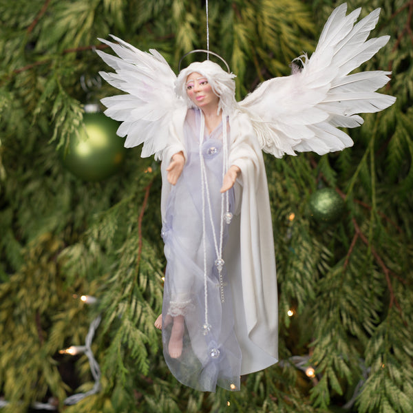 Treetop Angel with feather wings Handmade Christmas-Limited Edition-kenfolks