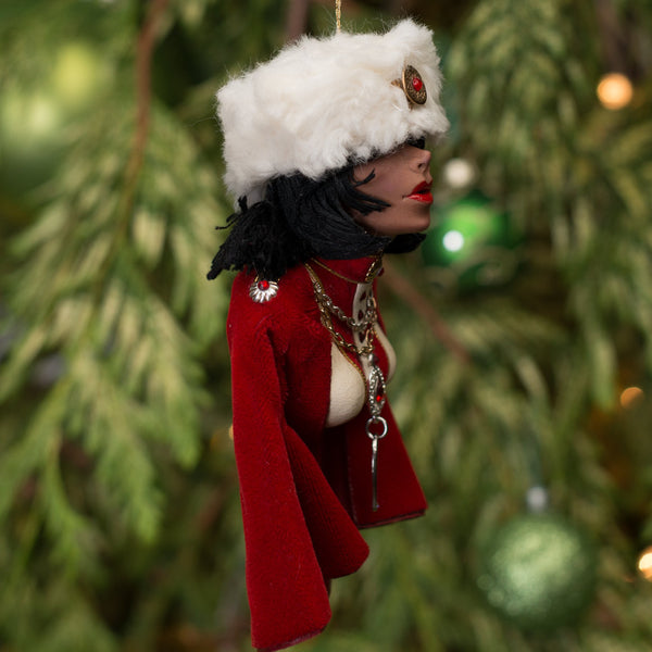 Nutcracker Gift Decoration - Russian with fur hat, red cape, and generous display of jewels. Completely handmade original sculpture-Original Art-kenfolks