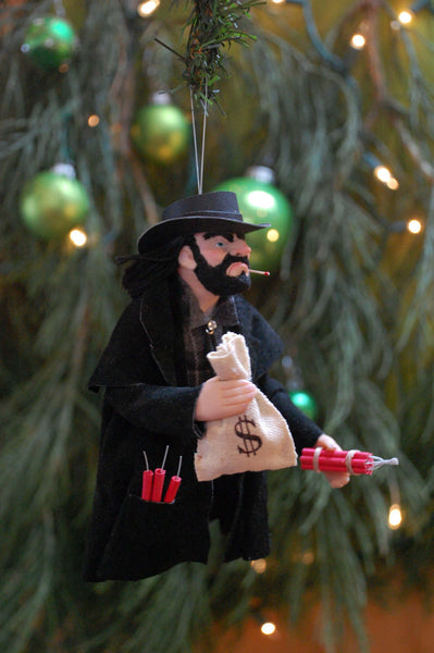 Cowboy themed art, american notorious bank robber Dynamite Dan Clifton, Cowboy Hanging ornament, Christmas Art, by Cdn artist Ken Fedoruk-Limited Edition-kenfolks