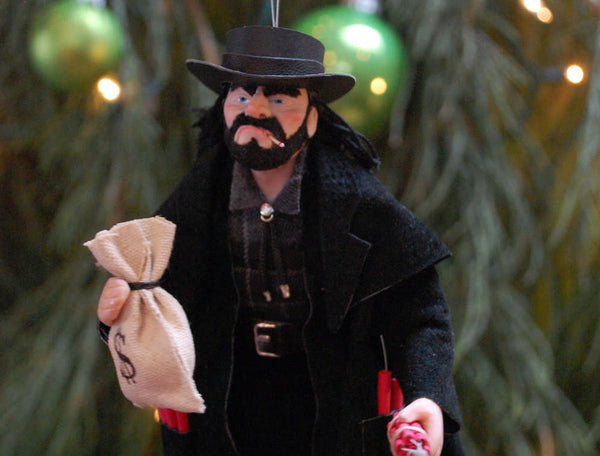 Cowboy themed art, american notorious bank robber Dynamite Dan Clifton, Cowboy Hanging ornament, Christmas Art, by Cdn artist Ken Fedoruk-Limited Edition-kenfolks