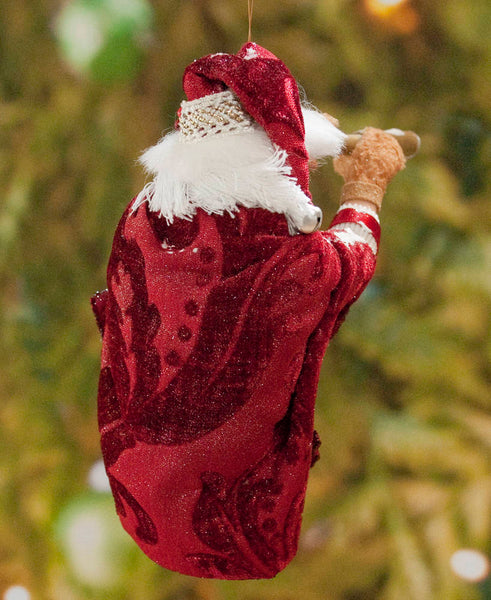 Santa Christmas Decoration - Looking through the spyglass - Fur trimmed red coat, cap, warm mittens - Collect Santa's by Kenfolks - Handmade-Limited Edition-kenfolks