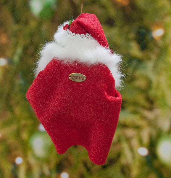 Santa Claus Milk and Cookies Christmas Ornament - Christmas Holly on his fur trimmed hat - Flowing white beard - Collectable Santa-Limited Edition-kenfolks