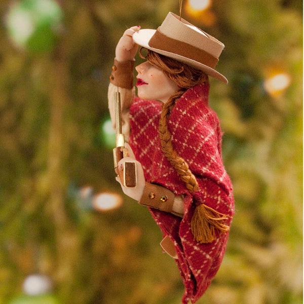 Cowboy art, american notorious gunslinger Calamity Jane, Cowboy Hanging ornament, Christmas ornament or art for a collector. Red cape-Limited Edition-kenfolks