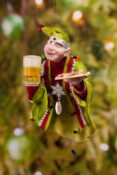 Christmas Elf Decoration - Pizza Party at the North Pole - Hanging Ornament for the christmas tree - Mug of Beer Christmas Cheer-Limited Edition-kenfolks
